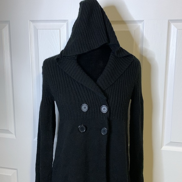 Canyon River Blue Long Big Buttons Hooded Cardigan - Picture 5 of 8